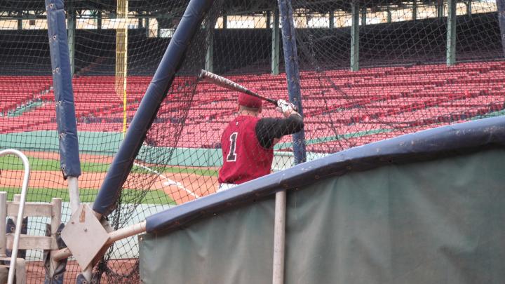 Outfielder J.T. Tomes in the batting cage