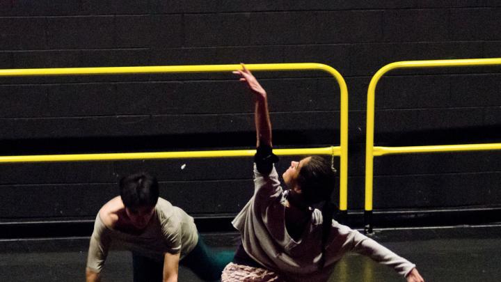 Harvard students perform <i>Third Rail</i> by Office for the Arts dance director Jill Johnson and Dance Program artist-in-residence Christopher Roman.