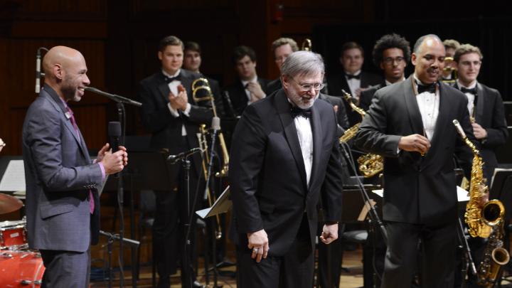 Onstage at Sanders, left to right: Joshua Redman '91, Tom Everett, Don Braden '85