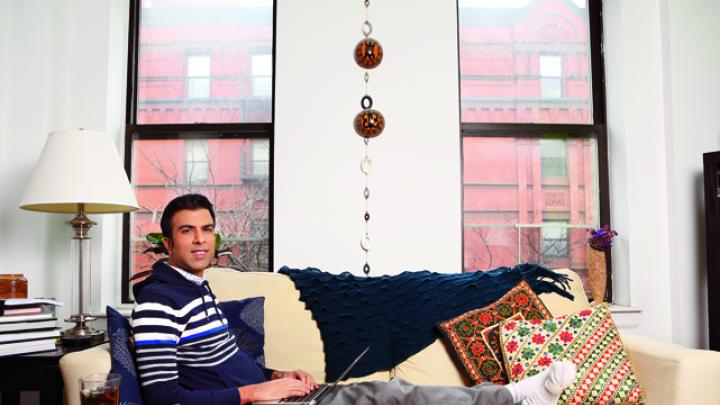 The writer at work: Soman Chainani in his Brooklyn  apartment