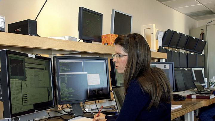 Astrophysicist Anna Frebel, observing at the twin 6.5-meter Magellan telescopes in Chile.