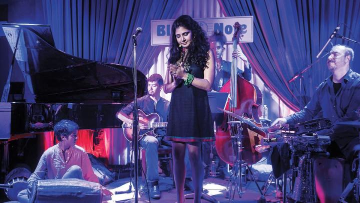 Shah recently toured with the ensemble for her debut album, <i>Visions</i>, which included piano, bass, guitar, and <i>mridangam,</i> a two-headed drum from southern India.