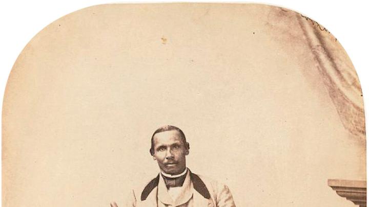 Aaron Molyneaux Hewlett from an album image, with gear, was an instructor and curator of the Harvard Gymnasium, 1859-1871, and thus one of the first African-American faculty members.