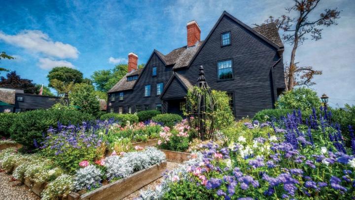 Gardens soften the stark look of the Colonial-era House of the Seven Gables