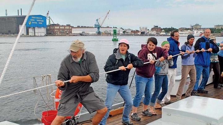 Crews enjoy a day out on the gundalow.