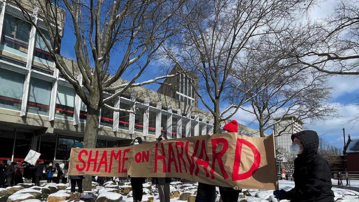Photograph of February 14 Harvard student protest about harassment