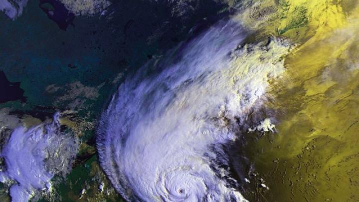 Satellite image of Hurricane Bob approaching New England in August 1991