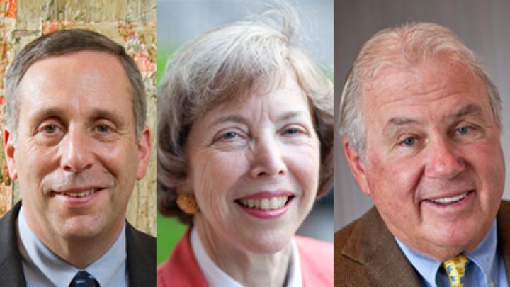 From left to right: Lawrence S. Bacow, Susan L. Graham, and Joseph J. O'Donnell