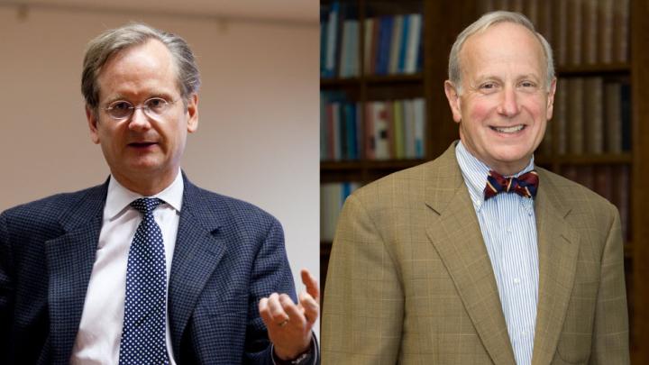 From left, Lawrence Lessig and Malcolm Salter