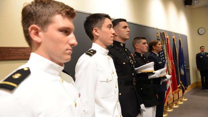 ROTC’s Harvard Class of 2013 (from left): Colin Dickinson, Christian Yoo, Gavin Pascarella, Brian Furey, and Courtney Diekema