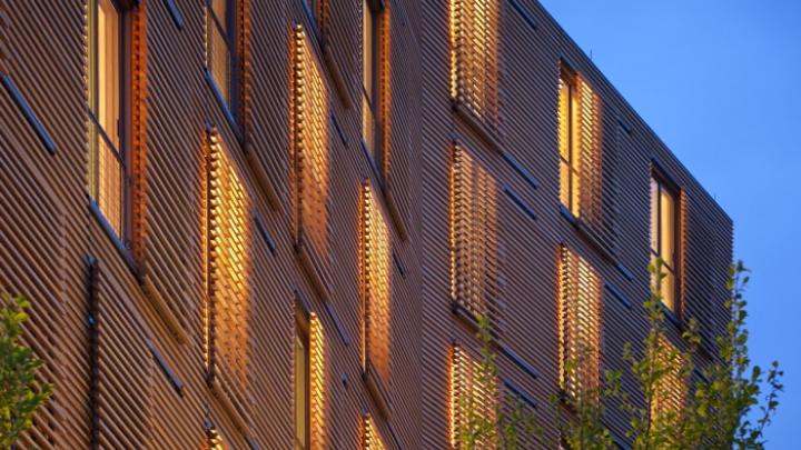 New Kripalu residential tower fairly glows at night