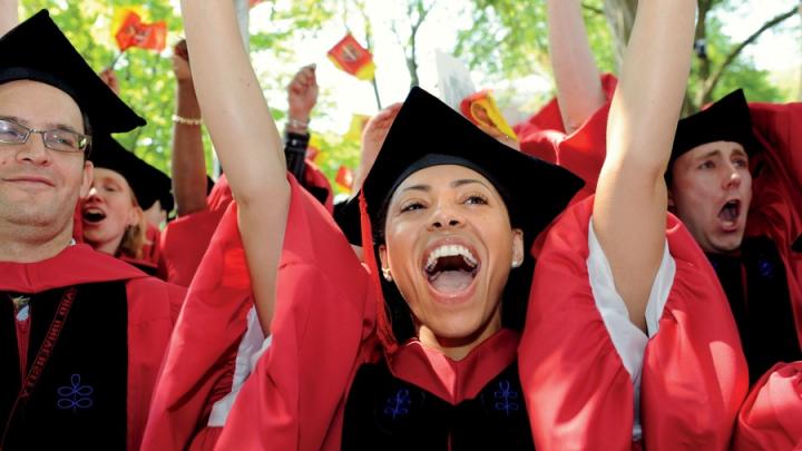 Graduate School of Arts and  Sciences marshal Knatokie Marie Ford celebrates her Ph.D. in biological and biomedical sciences.
