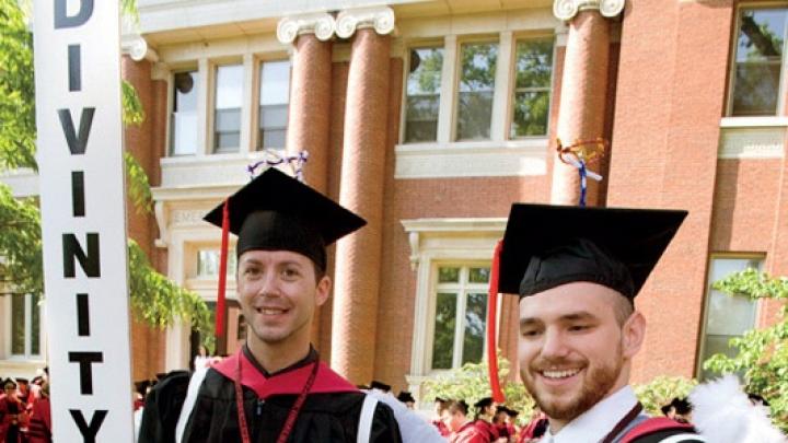 “Angels” Charles Jacob Buehler, M.T.S. (left), and John Hudspeth Davidson, M.Div., helped lead the Divinity School  contingent.