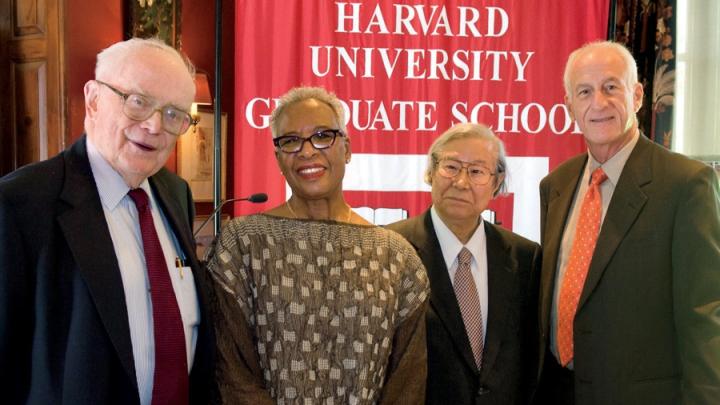 From left to right: Richard Wall Lyman, Nell Irvin Painter, Heisuke Hironaka, and Jeffrey Alan Hoffman