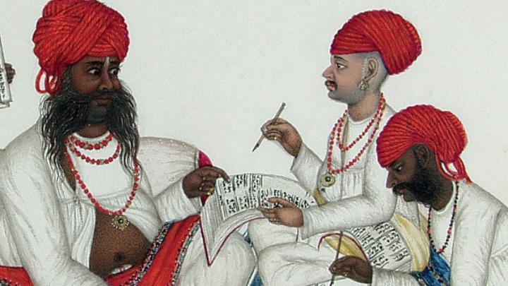<i>Bankers Receive News from a Dak Runner</i> (detail), India, c. 1850, at the Harvard Art Museums