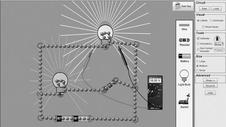 A screen shot from one of PhET’s most popular simulations, the Circuit Construction Kit