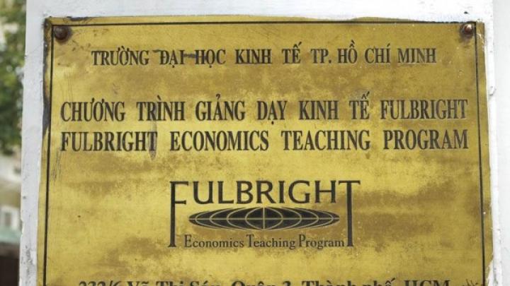 The Fulbright Economics Teaching Program’s nameplate at its campus in Ho Chi Minh City