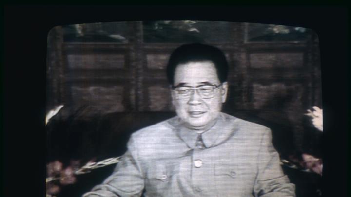 Premier Li Peng, who became the face of state repression of the democracy movement, on Chinese television, June 19