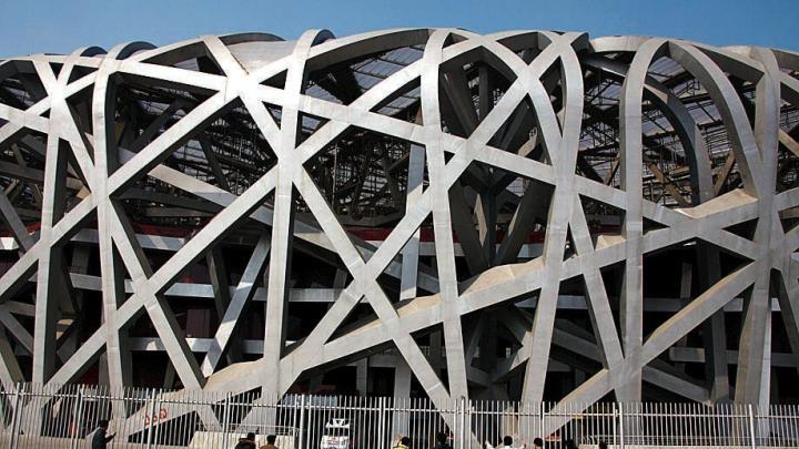 From the 2008 Beijing Olympics, the iconic Bird&rsquo;s Nest Stadium, now fenced off and in only occasional use