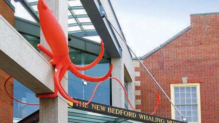 Entrance to the New Bedford Whaling Museum offers historic and contemporary architecture