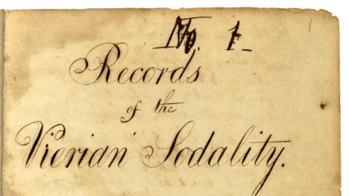 The founding document of the Pierian Sodality, dated March 6, 1808. Founders included four officers and two members.