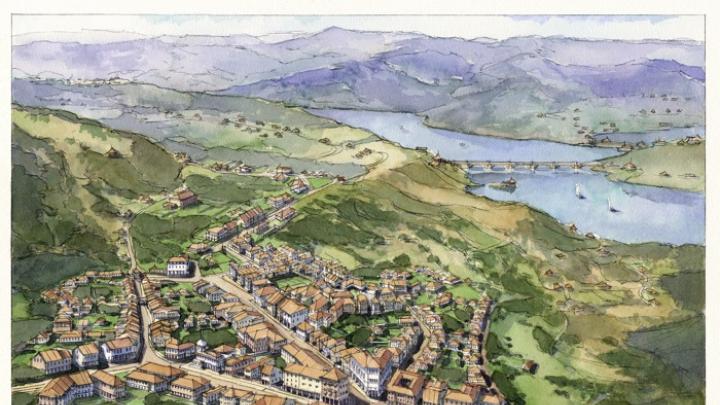 An early rendering of Lavasa, India