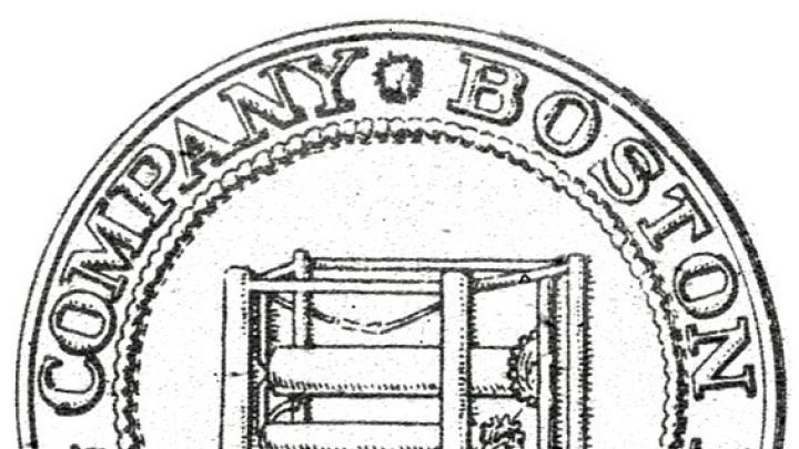 The seal of the Boston Manufacturing Company (circa 1814) emphasizes the company’s power loom.