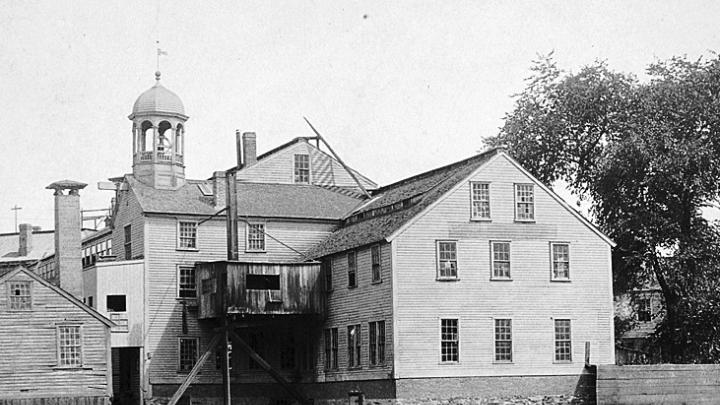 The Blackstone River and the mill circa 1890