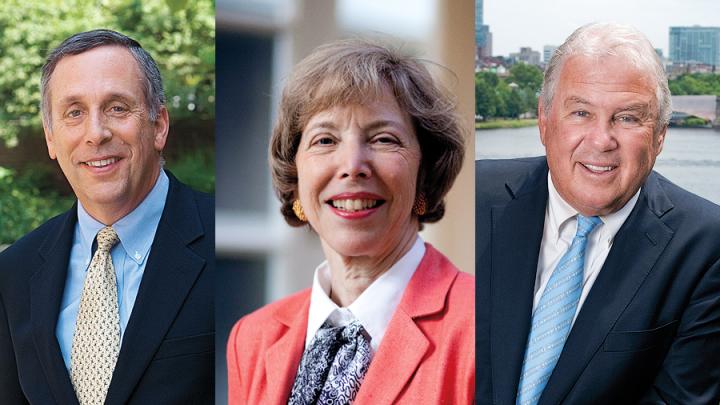 From left to right: Lawrence S. Bacow, Susan L. Graham, and Joseph J. O'Donnell