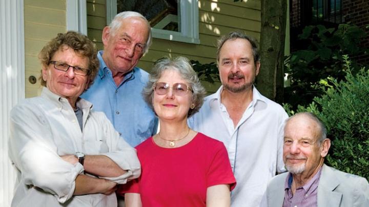 From left: stalwart staffers Harrison, Reed,  Martin, Steele, and Bethell