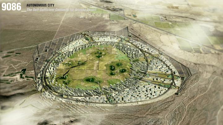 Daniel Ibañez, M.Des.S. ’12 and his team "Autonomous City" won first place in The Arizona Challenge, a regional design competition that seeks to inspire teams of students to envision self-sustaining habitats in the Arizona desert. Above is a model designed by the team of a future "community" in Arizona where the landscape informs patterns of urbanization. 