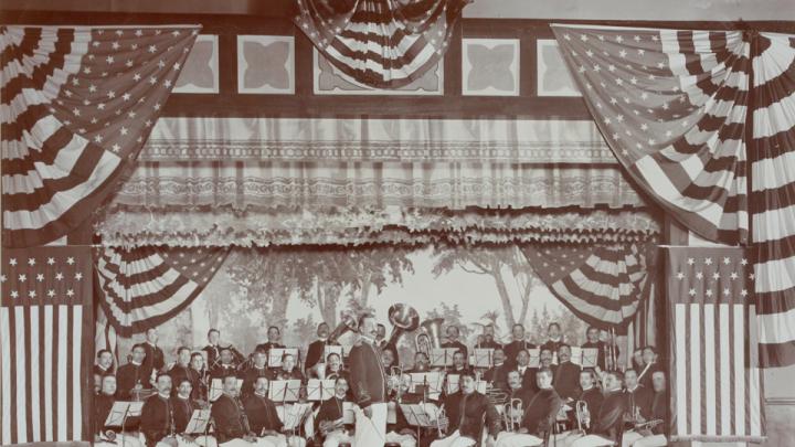 Byron Company, <i>Industrial Problems, Welfare Work: United States. New York. Brooklyn: Rapid Transit Company: Provision of Recreational Facilities for Employees. Brooklyn Rapid Transit Co.: Band of Employees Benefit Association, </i>1906. Gelatin silver print.