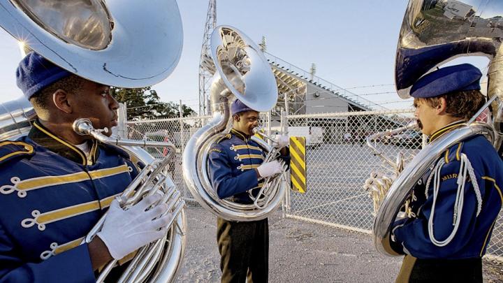 The Murphy High School Marching Band before a game in Mobile, Alabama, captured in <i>Why We Are Here</i> 