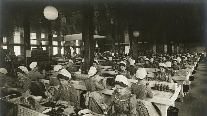 <i>Industrial Problems, Welfare Work: United States. Pennsylvania. Pittsburgh.H.J. Heinz Company: Bottling Department, </i> c. 1903. Gelatin silver print. 