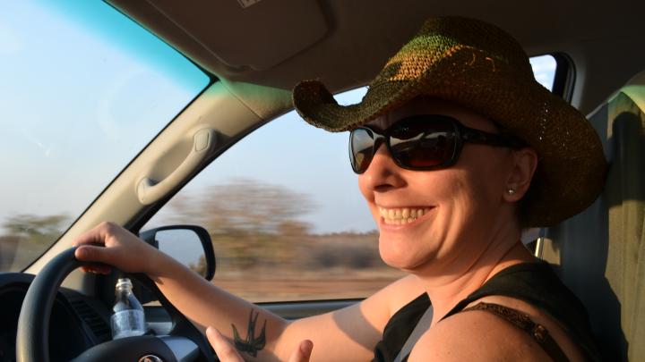 Assistant professor of human evolutionary biology Katie Hinde in Namibia 