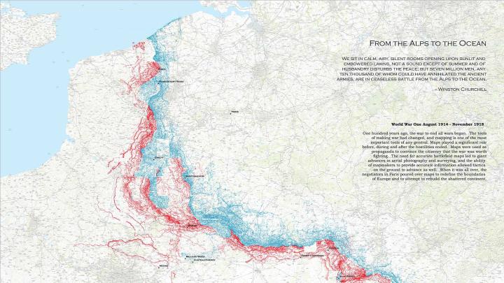 A map of the Western Front in World War I