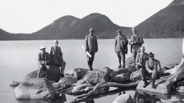 Dorr (at far right) at Jordan Pond with the Path Committee in 1923