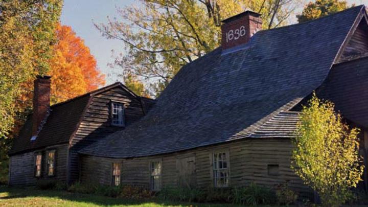 Photo of the colonial-era Fairbanks House in Dedham, Massachusetts