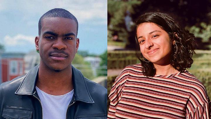 Photographs of the new student writing fellows Che Applewhaite and Mean Venkataramanan