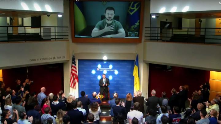 Zelenskyy speaks via video conference at Harvard Kennedy School’s Institute of Politics