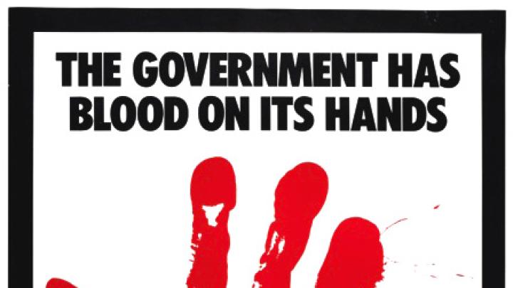 Gran Fury, <i>The Government Has Blood on Its Hands,</i> 1988, poster, offset lithography