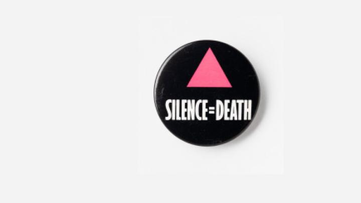 ACT UP, <i>Silence=Death,</i> button, c. 1988