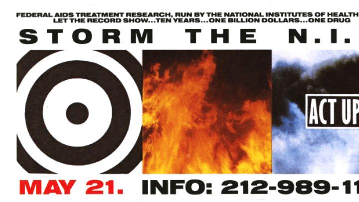 ACT UP, <i>Storm the NIH</i> sticker, May 21, 1990