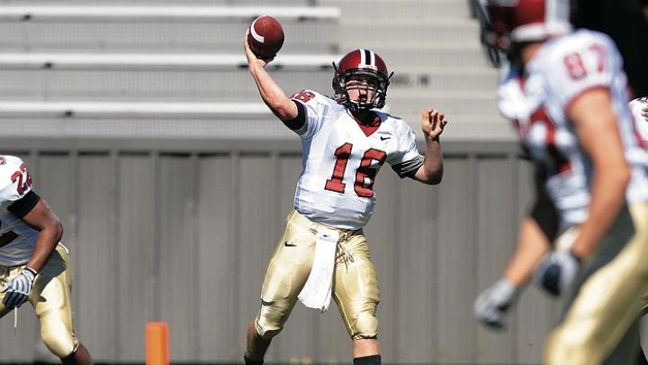 Junior quarterback Collier Winters, who made his first varsity start in the Holy Cross opener, passed for two touchdowns and ran for a third in a 24-21 victory over Brown. For his play in the Brown game, Winters was named Ivy League offensive player of the week.