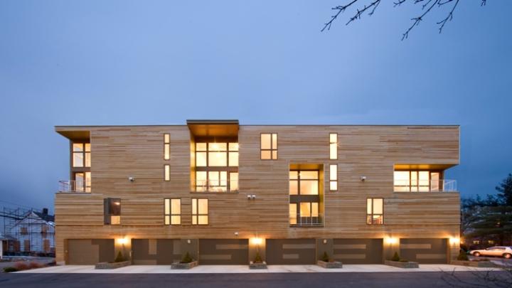 An evening image of the Penn Street Lofts