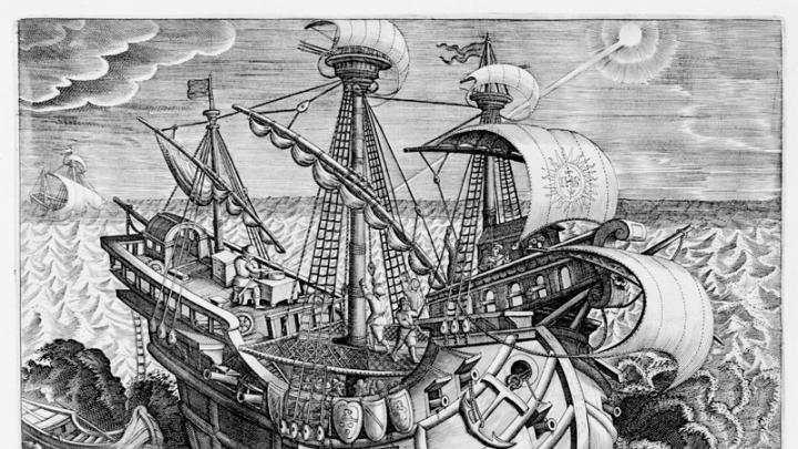 Hans Collaert the Younger, after Stradanus (Jan van der Straet), <i>Discovery of the Establishment of the Longitudes,</i> from <i>Nova reperta</i> (New inventions and discoveries of modern times), c. 1599–1603. Engraving. 