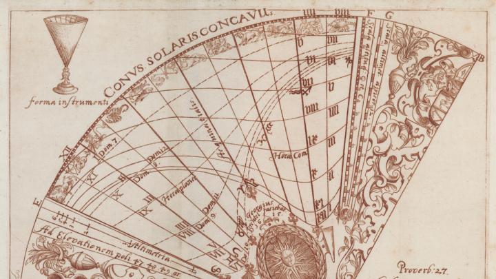 Image courtesy of Department of Digital Imaging and Visual Resources, Harvard Art Museums © 2011 President and Fellows of Harvard College Georg Brentel the Younger, from <i>Pamphlet describing the construction and function of a conical sundial,</i> Lauingen: Jacob Winter, 1615. Pamphlet with engravings and woodcuts.