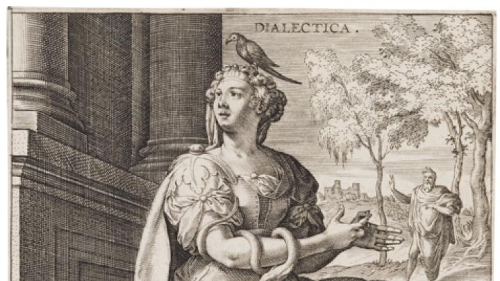 Department of Digital Imaging and Visual Resources, Harvard Art Museums, © 2011 President and Fellows of Harvard College Jan Sadeler I, after Maarten de Vos,<i> Dialectic,</i> from the series <i>The Seven Liberal Arts,</i> after 1575. Engraving