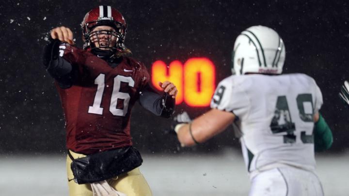 Despite the wet-weather conditions, quarterback Collier Winters completed 10 of 13 pass attempts for 116 yards.