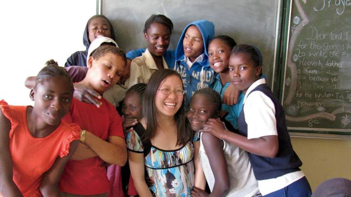 The author with some of her grade eight math students